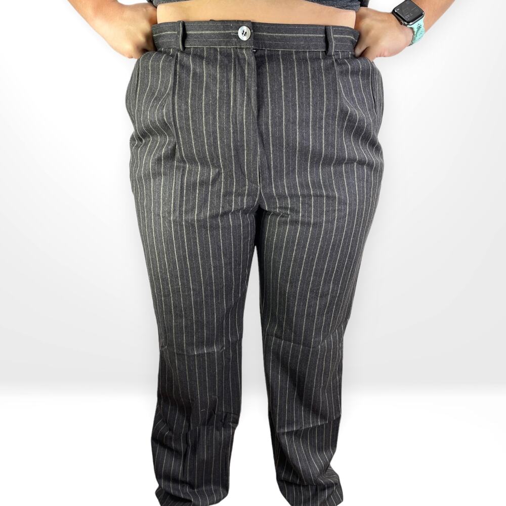 00s BERNARD ZINS Vintage Brown Pin Stripe Straight Leg Dress Pants
